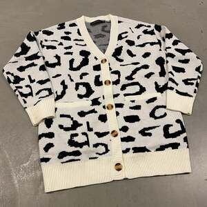 Y2K cheetah print elongated cardigan sweater